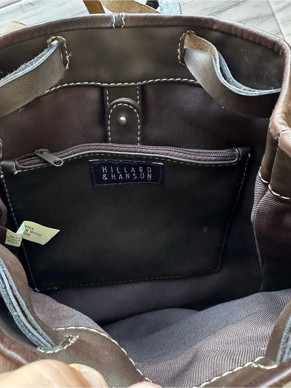 Vintage Y2K Hillard and Hanson Leather Bucket Backpack